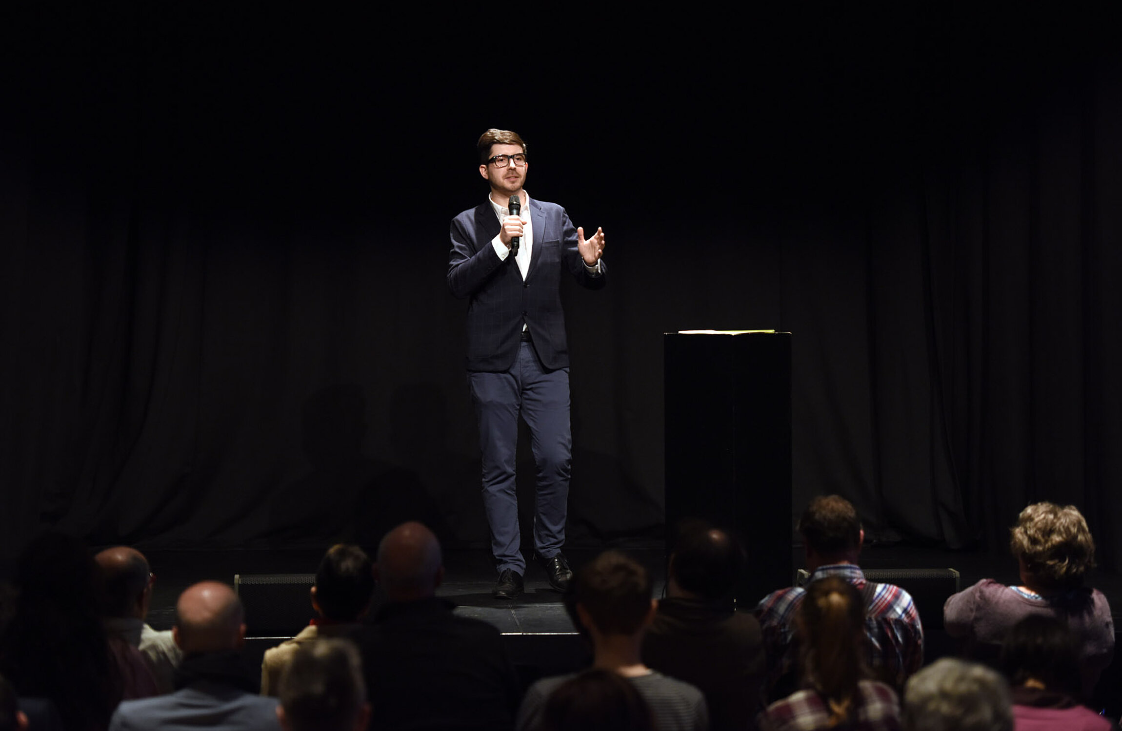Christopher Lauer auf der Buehne im Werkraum Schoepflin