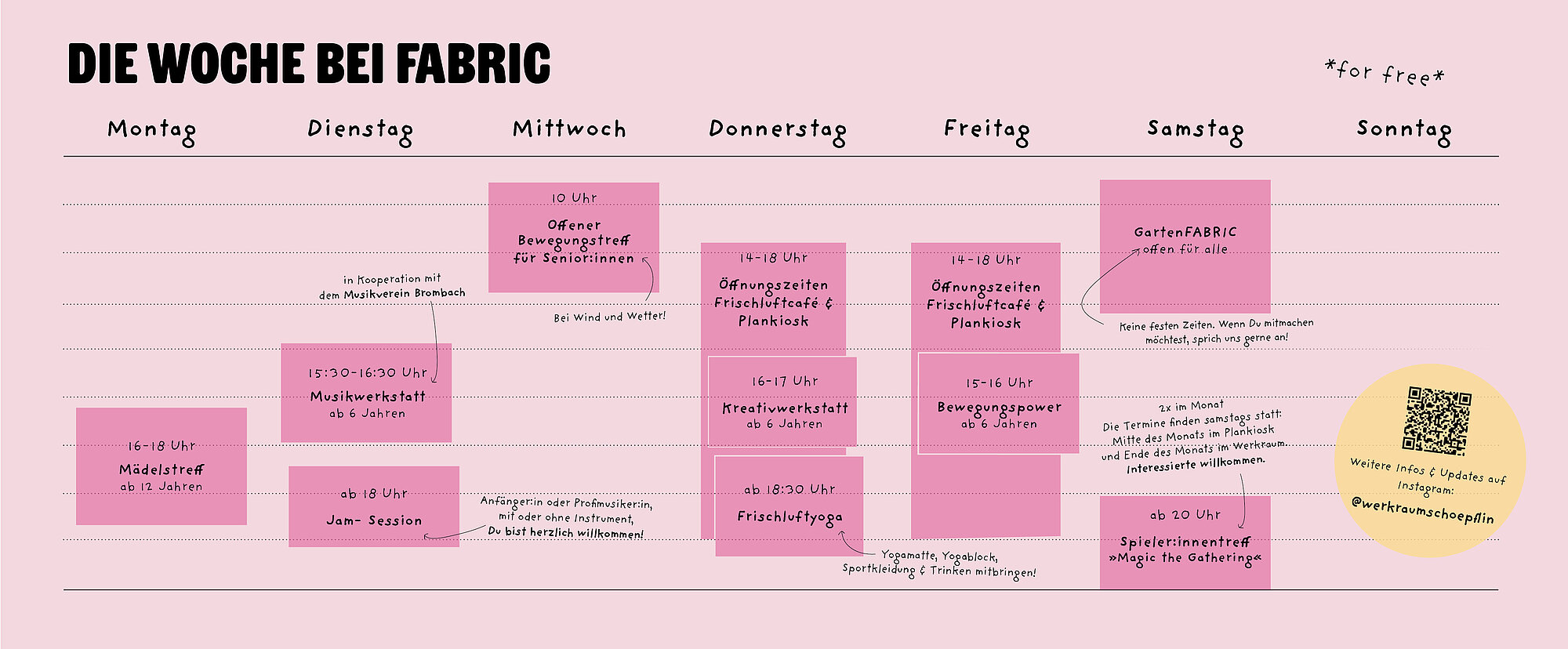 FABRIC Wochenprogramm